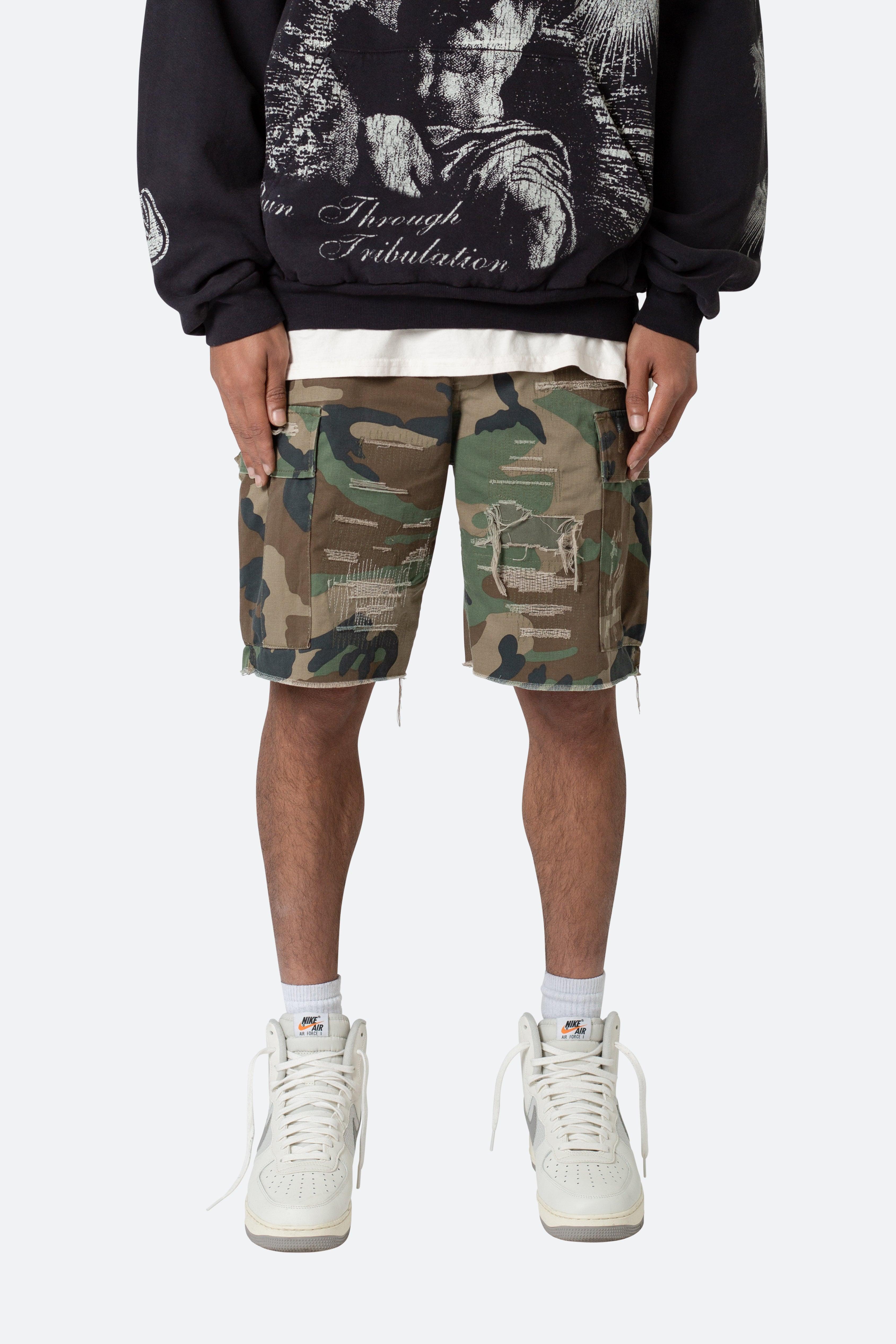 Distressed Cargo Shorts - Camo Product Image