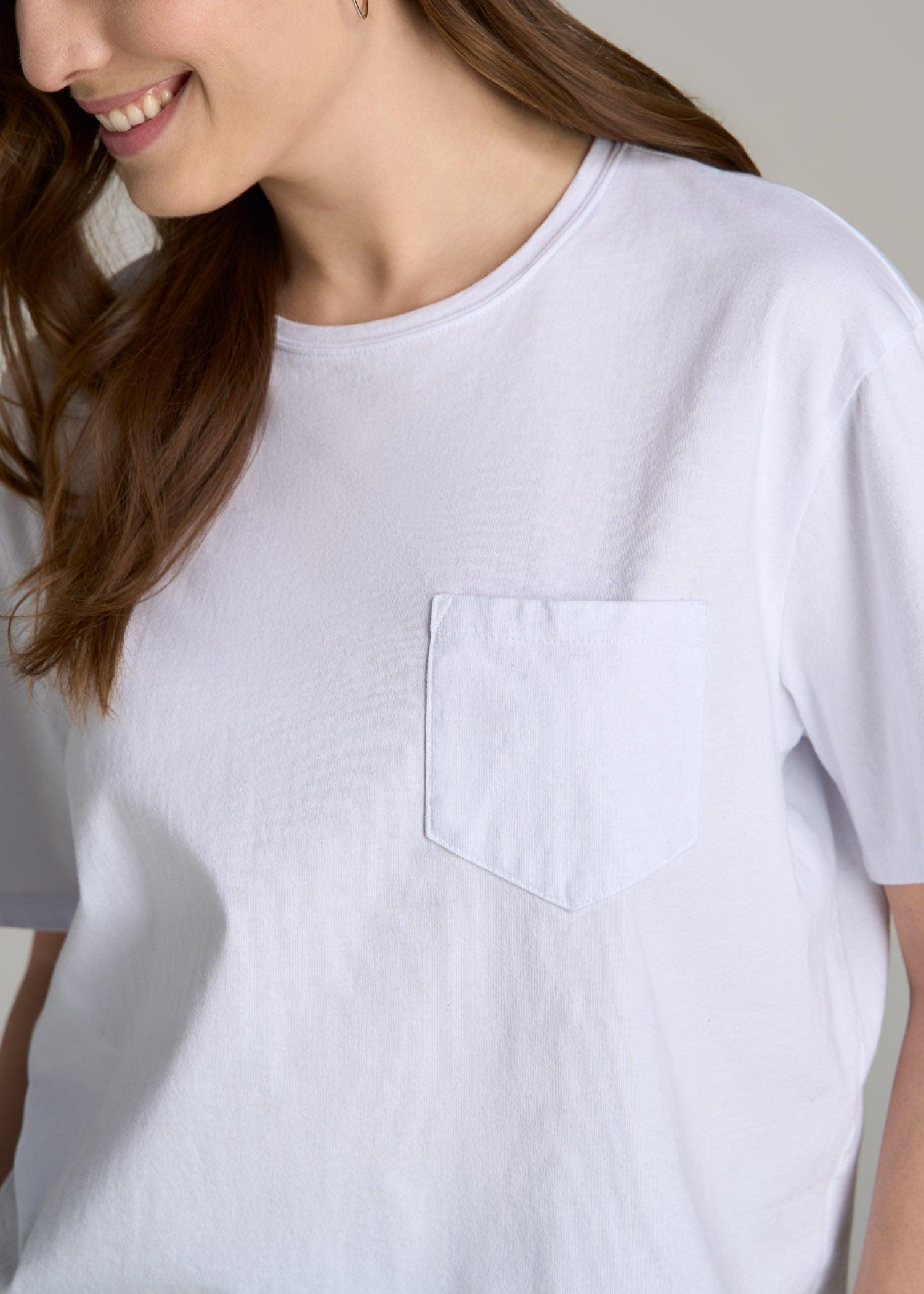 Boxy Short Sleeve T-Shirt for Tall Women in Bright White Female Product Image