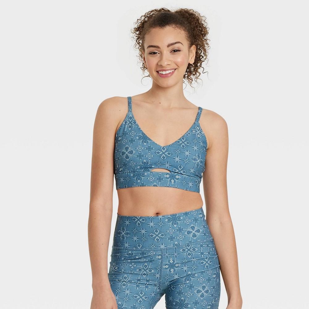 Womens V-Neck Bra - JoyLab Blue M Product Image