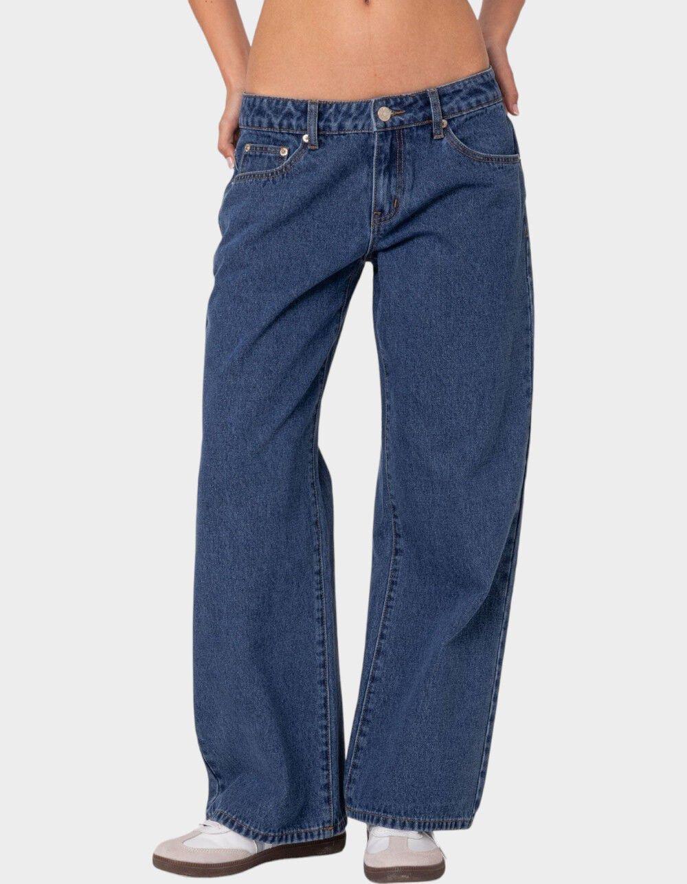 EDIKTED Petite Raelynn Washed Low Rise Jeans Product Image