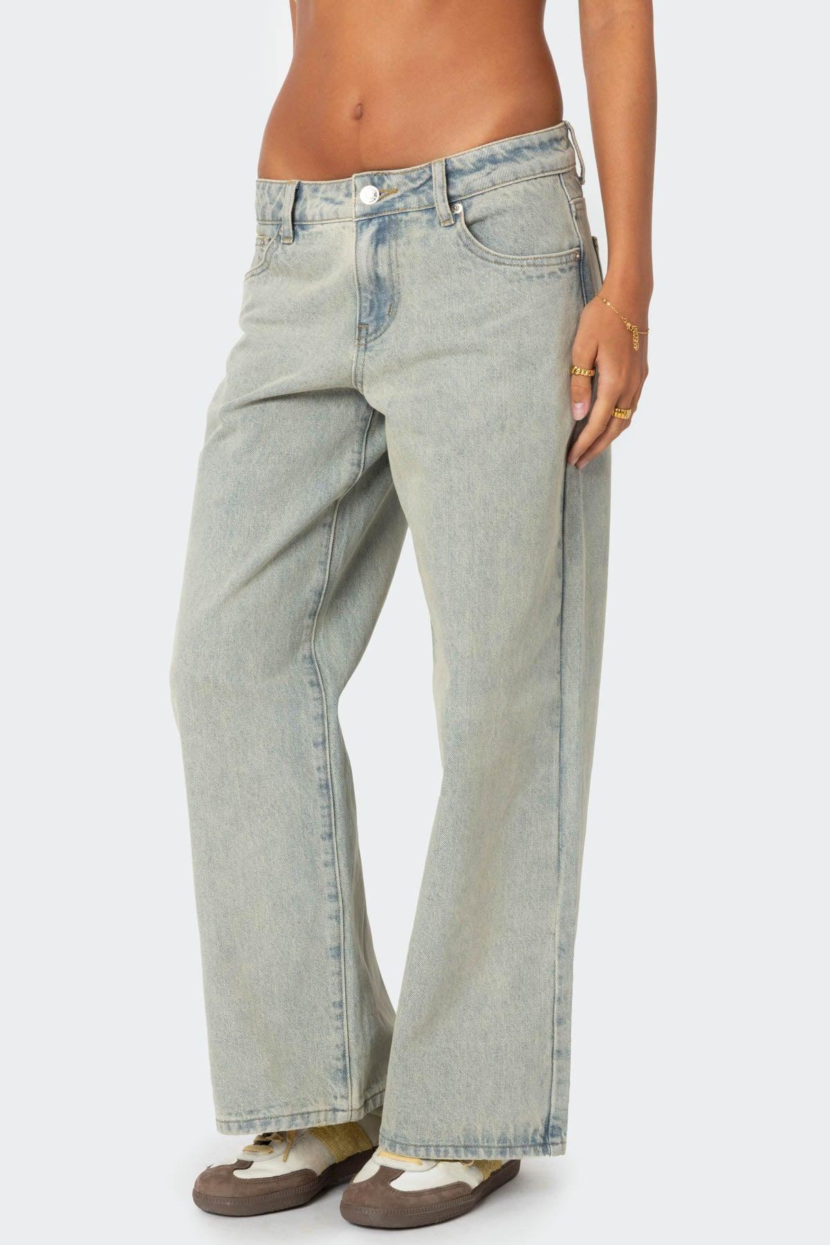 Petite Magda Low Rise Acid Wash Jeans Product Image