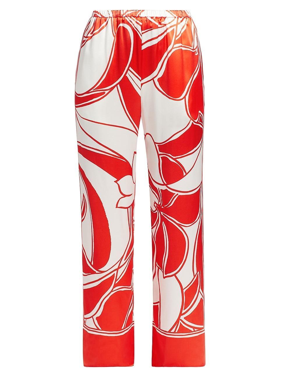 SIR Ramona Floral Print Silk Satin Wide Leg Pants Product Image