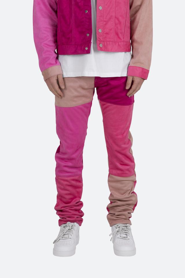 D354 Patchwork Straight Denim - Pink Product Image