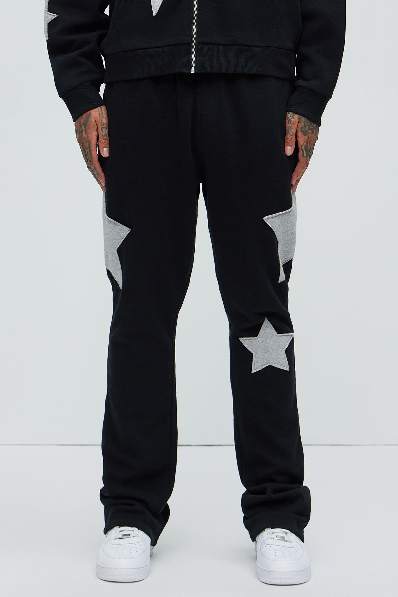 Tyson Stars Skinny Flared Sweatpants - Black Product Image