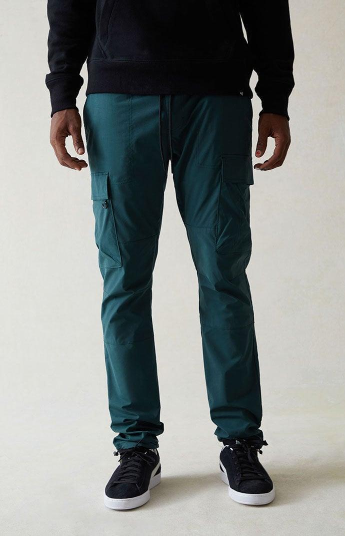 Mens Stretch Dark Green Slim Cargo Pants Product Image