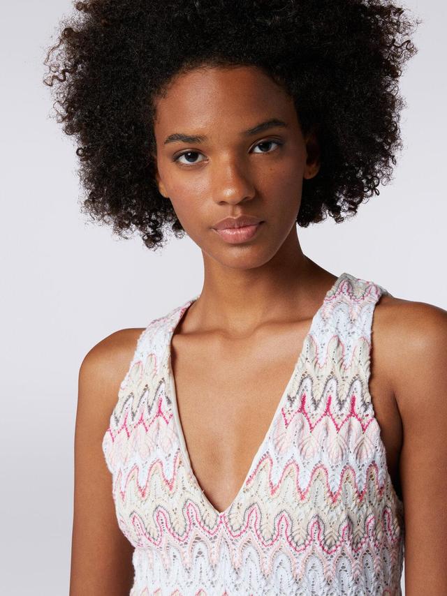 V-neck dress in viscose blend with wave pattern Multicoloured | Missoni Product Image