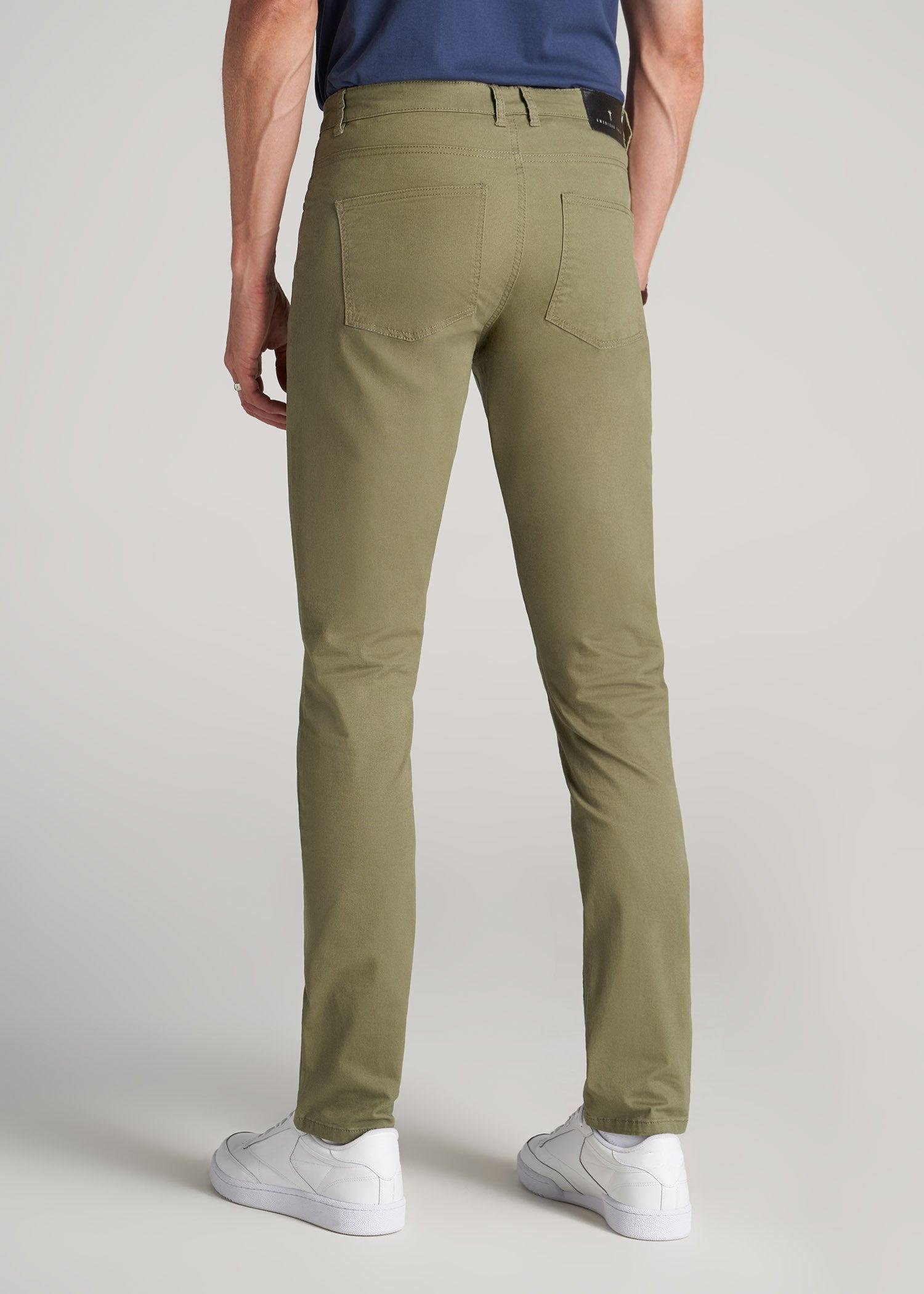 Carman TAPERED Fit Five Pocket Pants for Tall Men in Fatigue Green Product Image