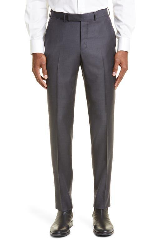 ZEGNA Flat Front Slim Fit Wool Pants Product Image