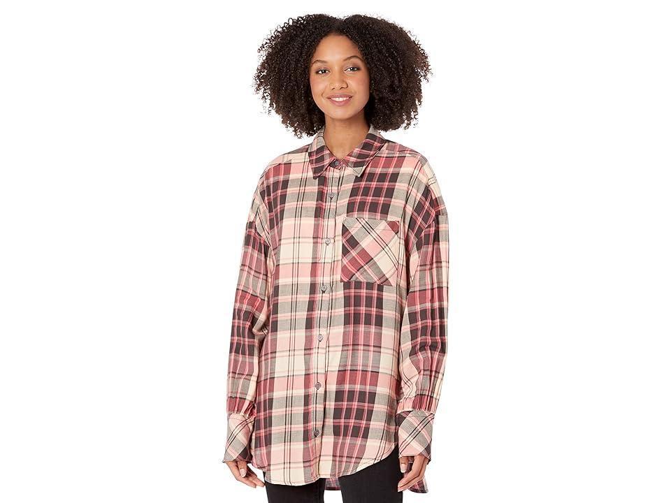 Sanctuary Dropped Shoulder Tunic (Harmony Plaid) Women's Clothing Product Image