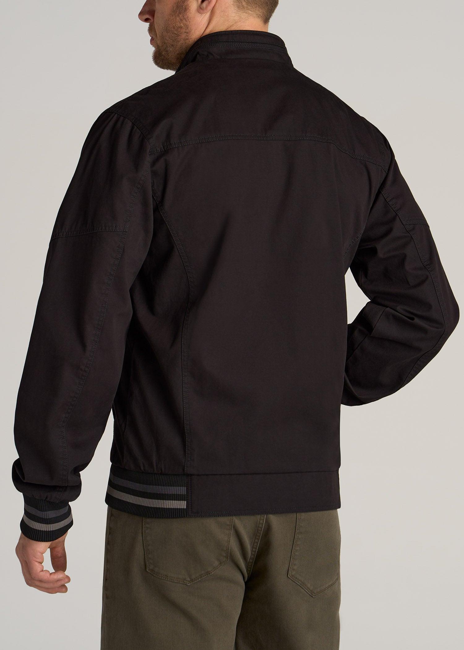 LJ&S Cotton Bomber Jackets for Tall Men in Black Male Product Image