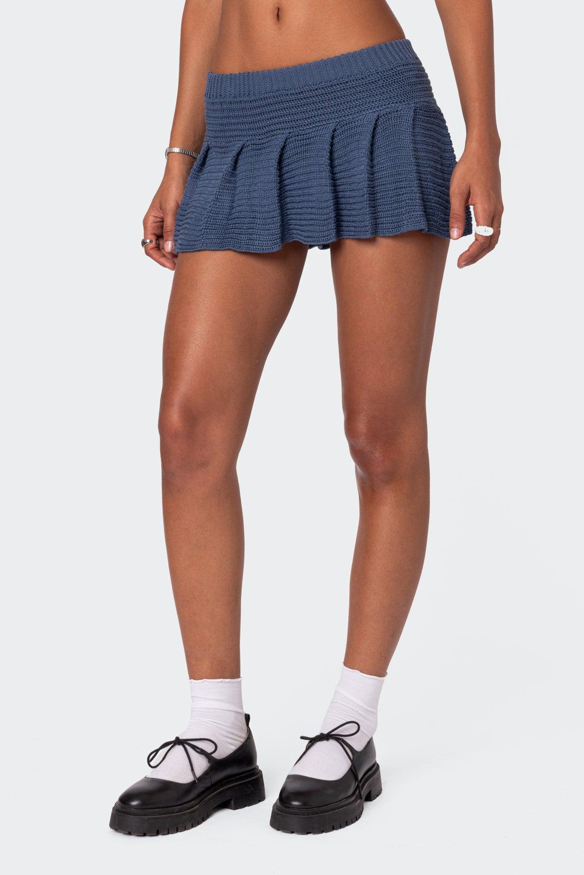 Kiera Pleated Knit Mini Skirt Product Image