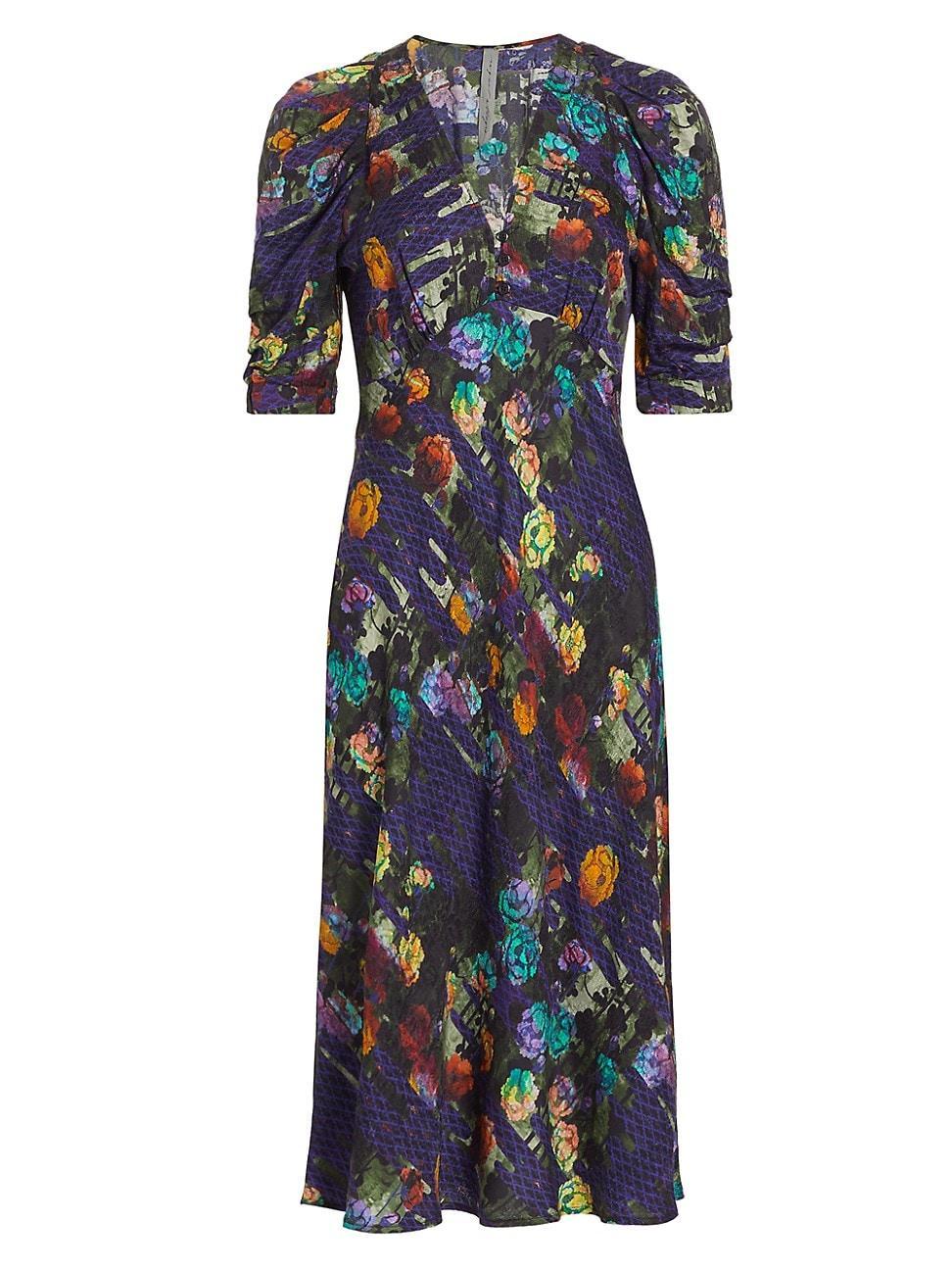 Womens Greta Floral Jacquard Midi-Dress Product Image