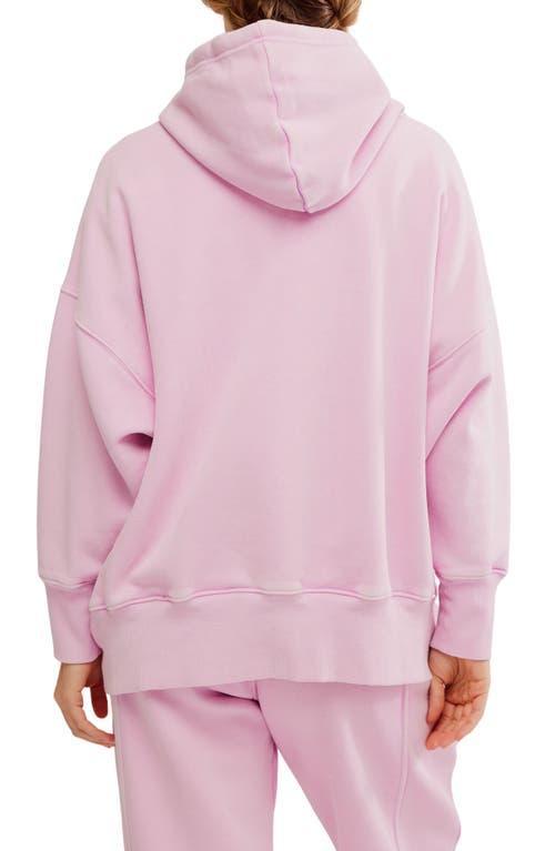 FREE PEOPLE Sprint To The Finish Oversize Cotton Blend Hoodie In Powder Pink Product Image