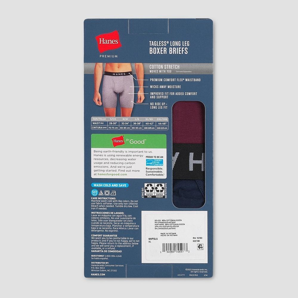 Hanes Premium Mens Stretch Long Leg Boxer Briefs 5pk - Black M Product Image