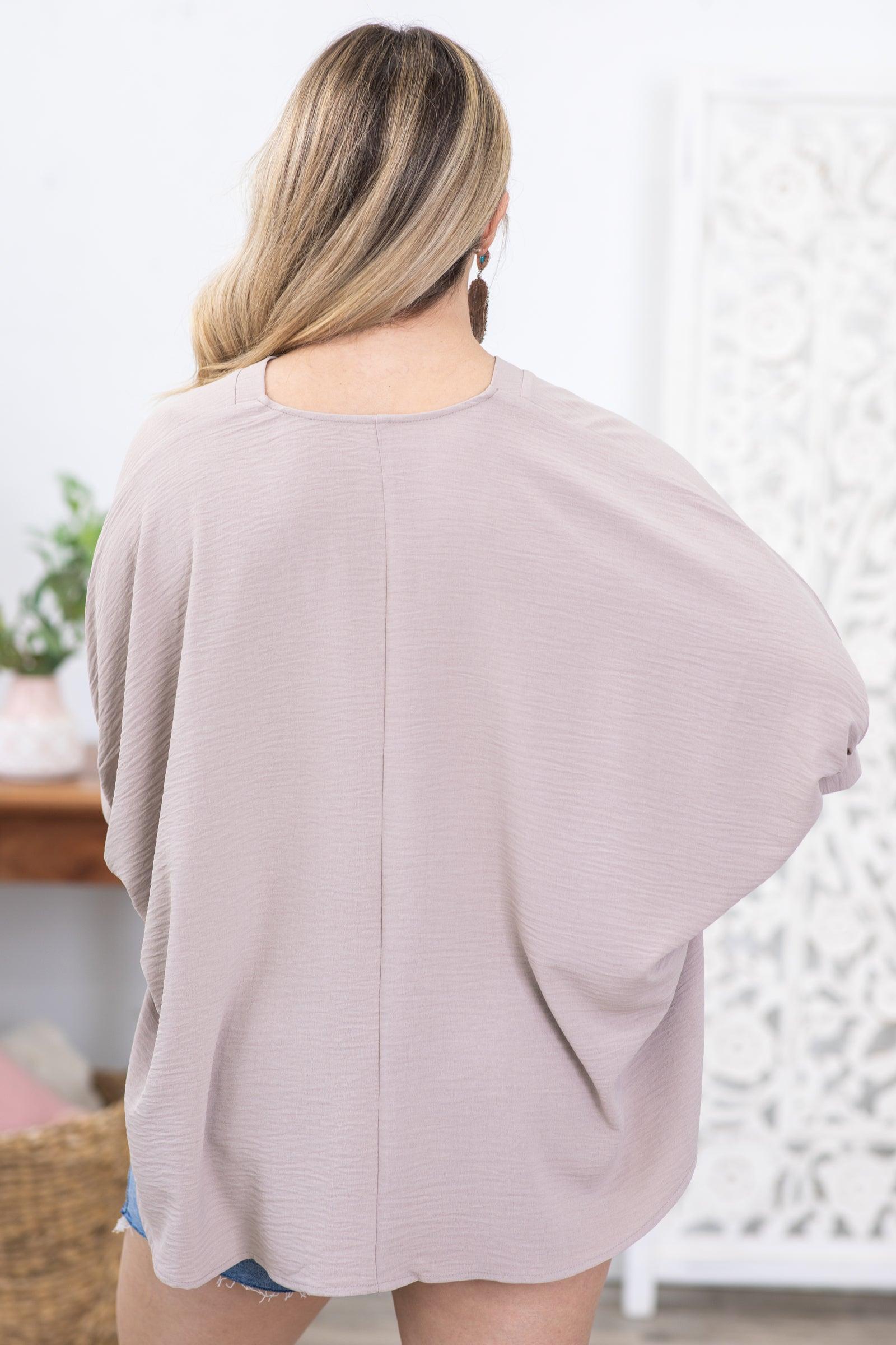 Light Mocha Airflow Puff Sleeve Woven Top Product Image