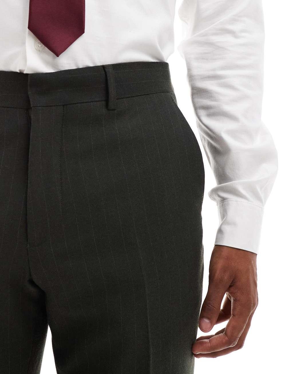 Shelby and Sons tailored slim pant khaki pinstripe - part of a set Product Image