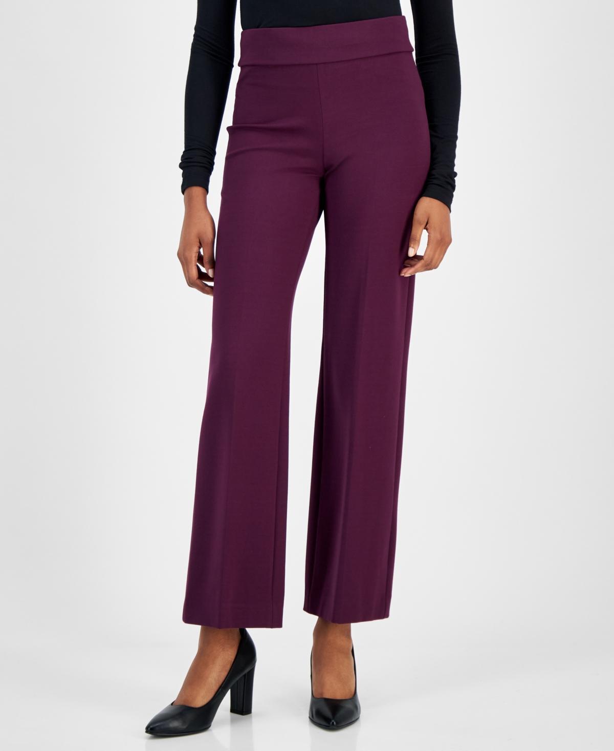 Anne Klein Petite High-Rise Pull-On Knit Trousers Product Image