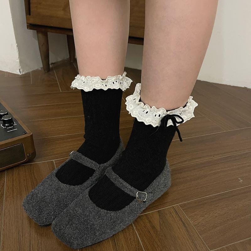 Bow Lace Trim Socks Product Image