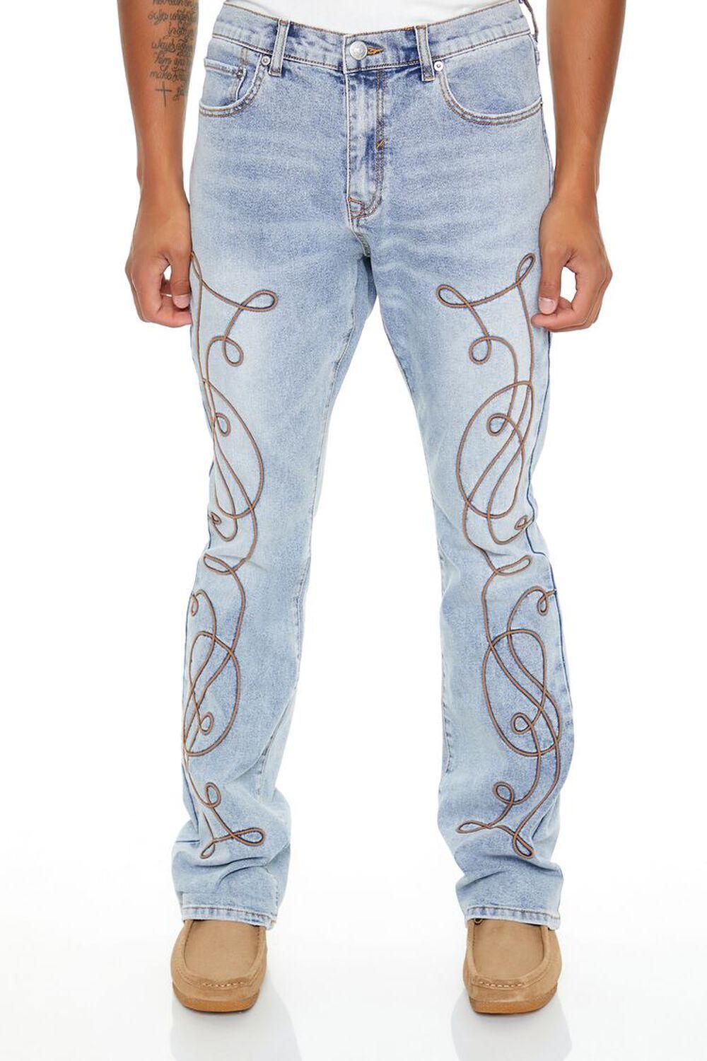 Embroidered Flare Jeans | Forever 21 Product Image