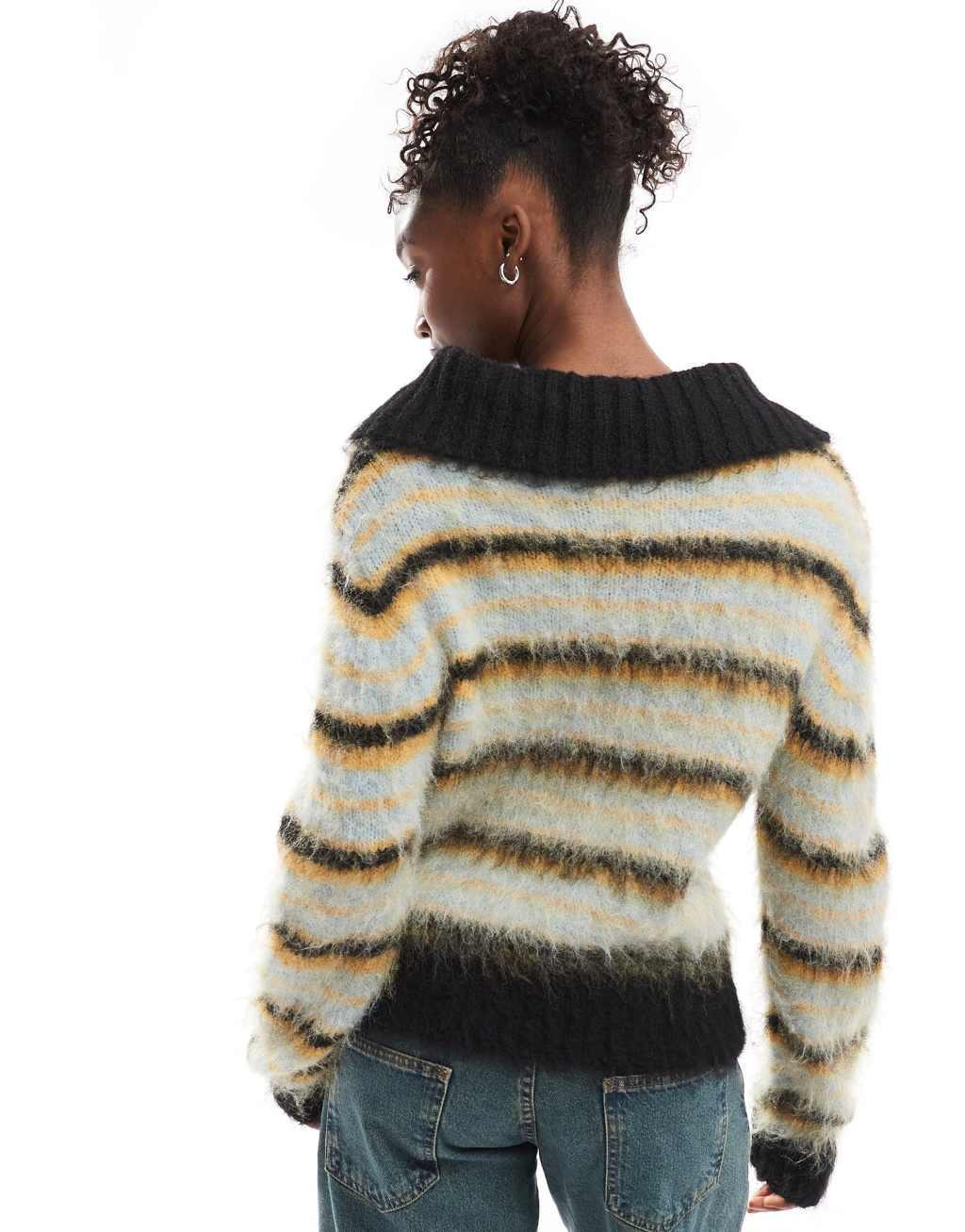 Reclaimed Vintage collar sweater in multi stripe Product Image