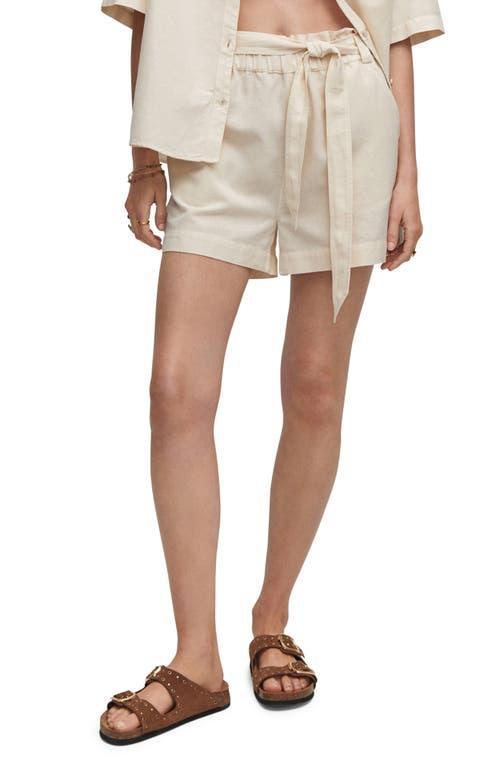MANGO Cotton & Linen Paperbag Shorts Product Image