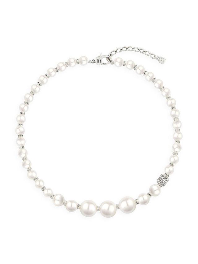 Womens Pearl Necklace in Metal with Crystals Product Image