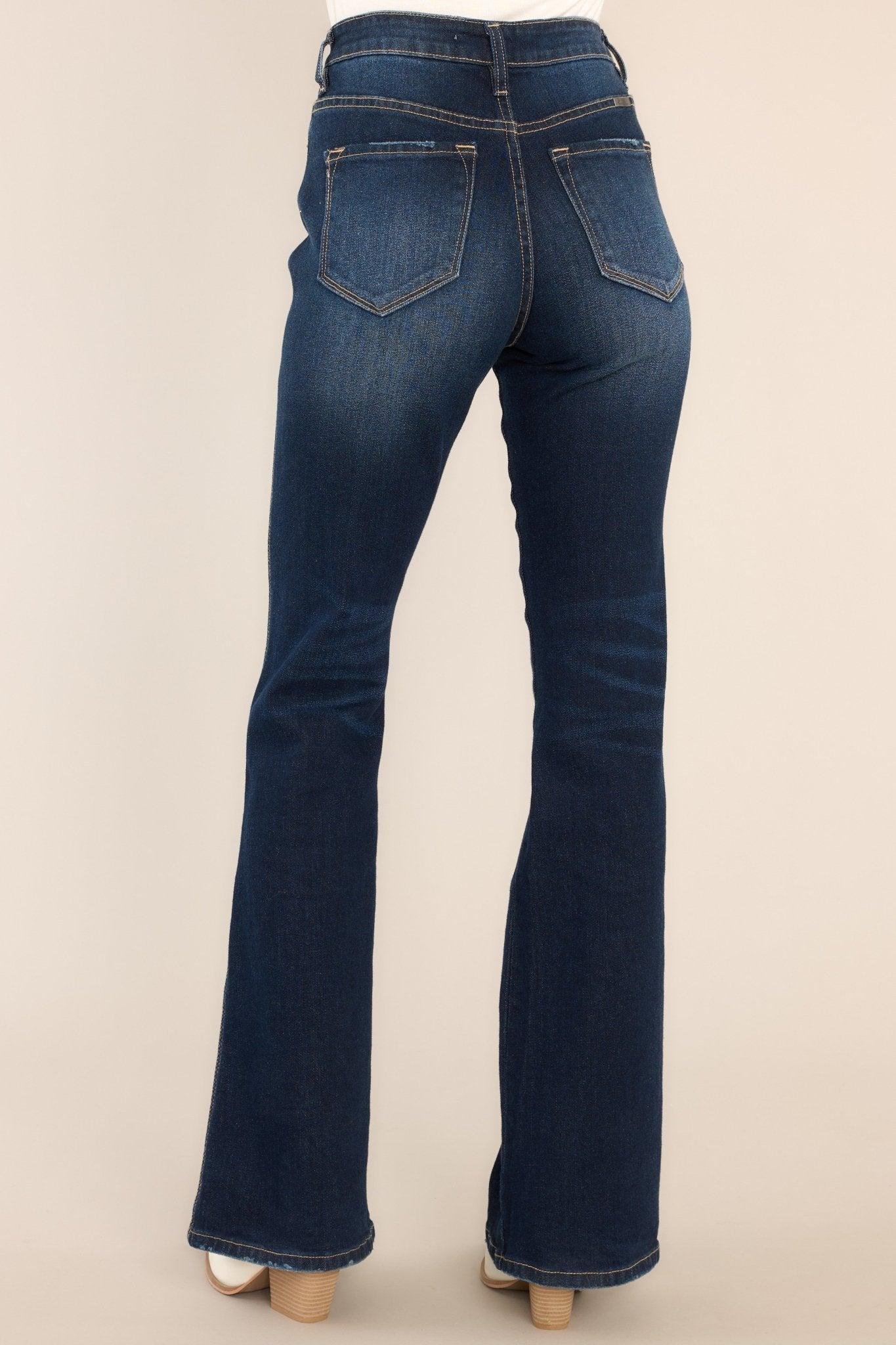 Everything Counts Dark Wash Stretch Flare Leg Jeans Product Image