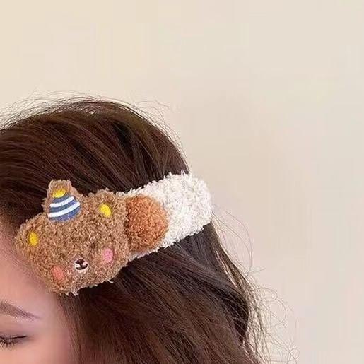 Bear Pom Pom Fleece Hair Clip Product Image