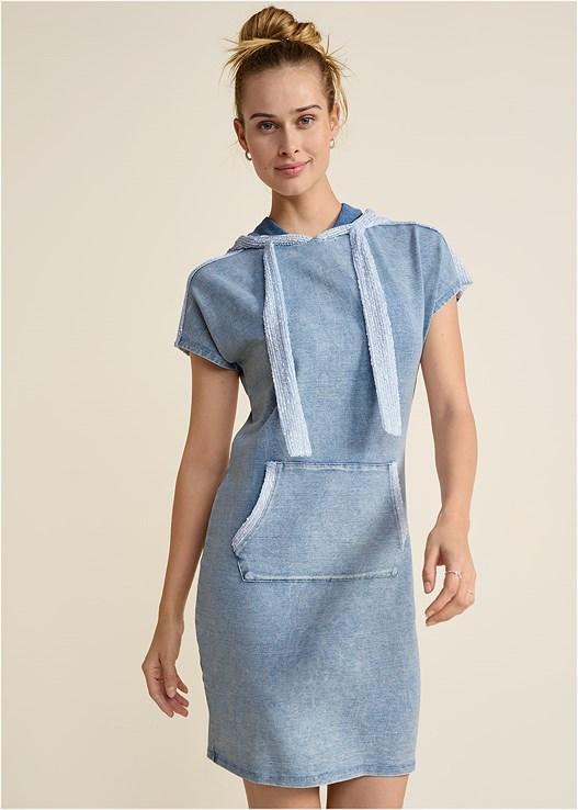 Stone Wash Hooded Dress Product Image