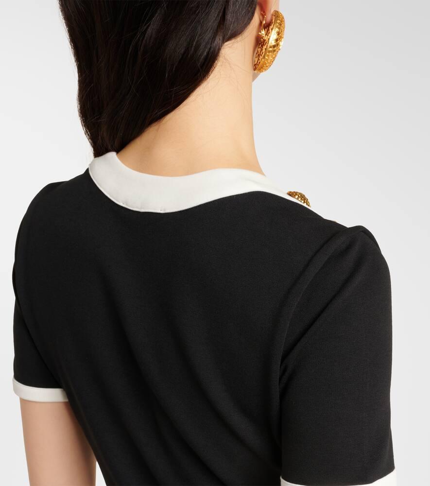 BALMAIN Button-detail Two-tone T-shirt In Black Product Image