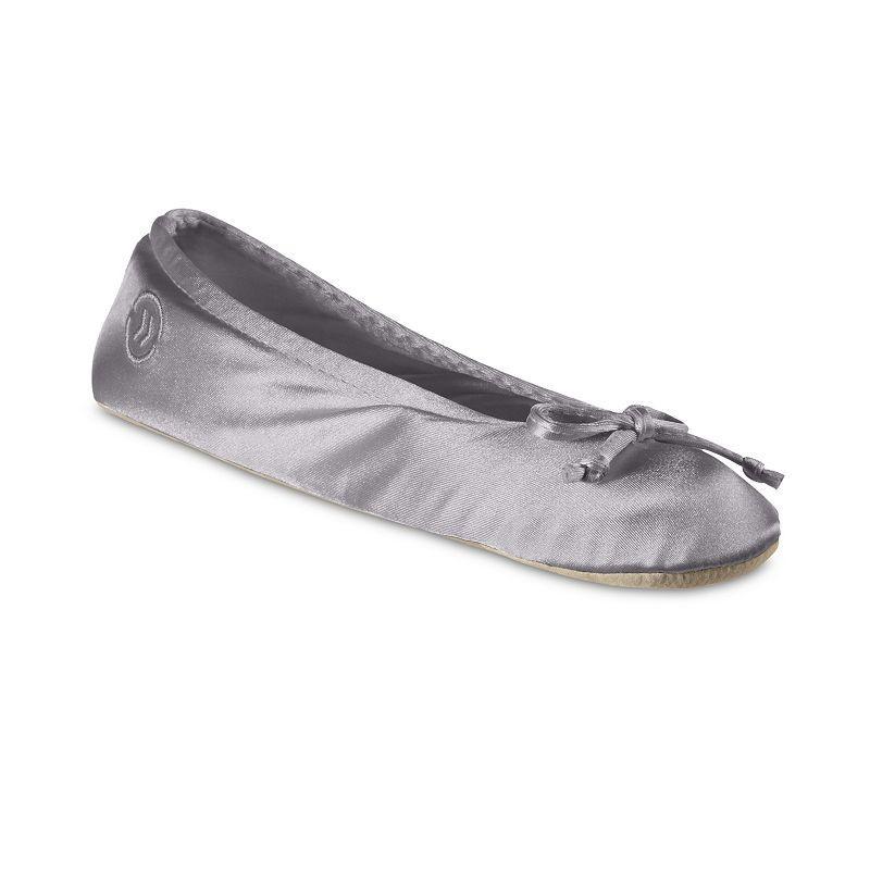 isotoner Satin Womens Ballerina Slippers Dark Beige Product Image