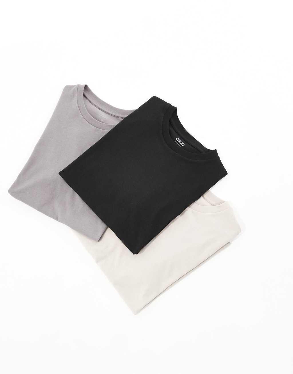 ASOS DESIGN 3 pack crew neck t-shirts in multiple colors Product Image