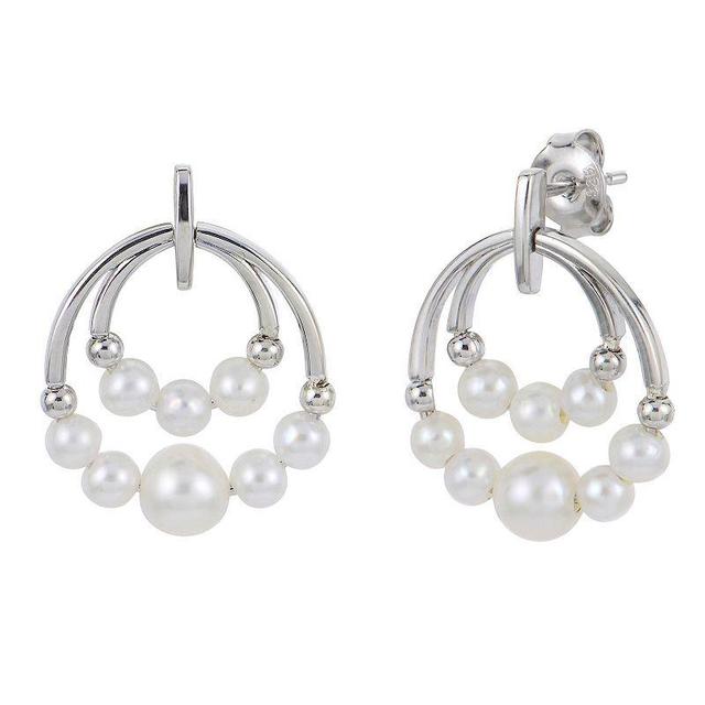 PearLustre by Imperial Sterling Silver Freshwater Cultured Pearl Double Circle Earrings, Womens, White Product Image