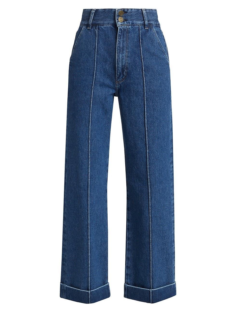 Womens 70s High-Rise Stretch Straight-Leg Crop Jeans Product Image