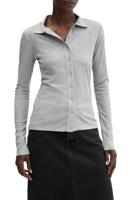 MANGO Polo Long Sleeve Rib Top Product Image