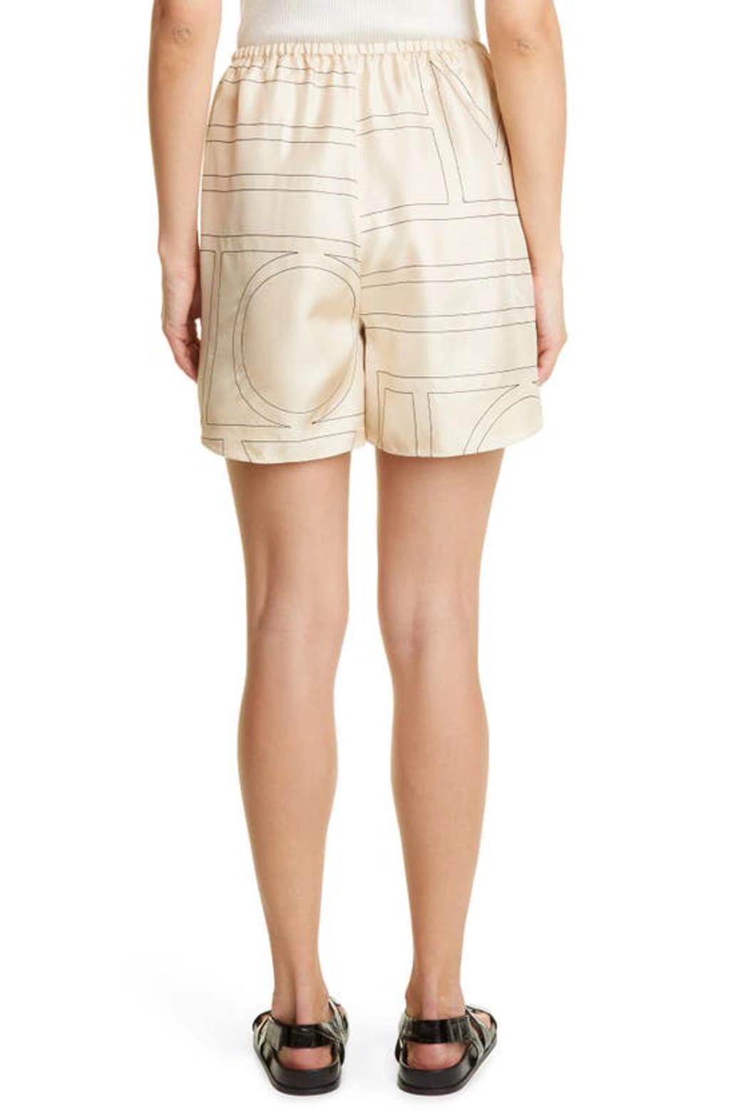 Toteme Monogram-embroidered Pajama Shorts In Ivory Monogram Product Image