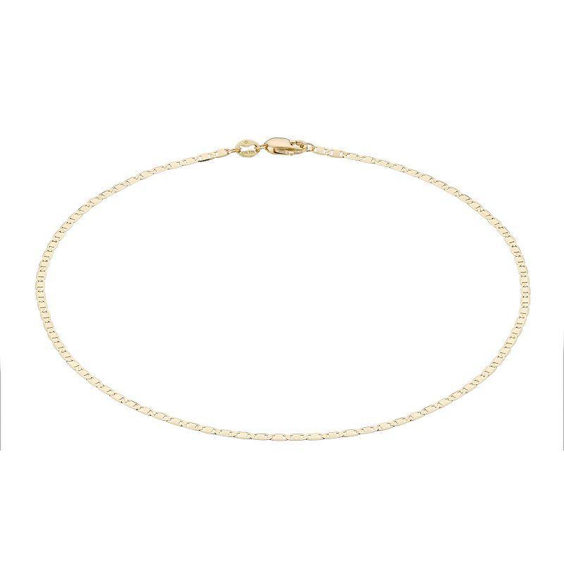 10k Yellow Gold Mariner Chain Anklet, Womens 14k Gold Product Image