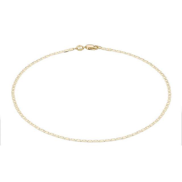 10k Yellow Gold Mariner Chain Anklet, Womens Product Image