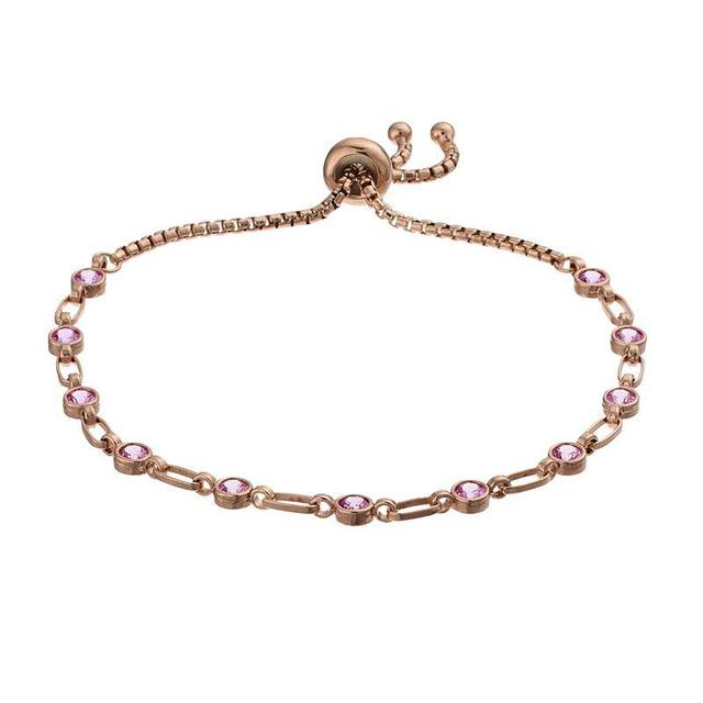 Kristen Kesho Sterling Silver Lab-Created Pink Sapphire Tennis Adjustable Bolo Bracelet, Womens Product Image