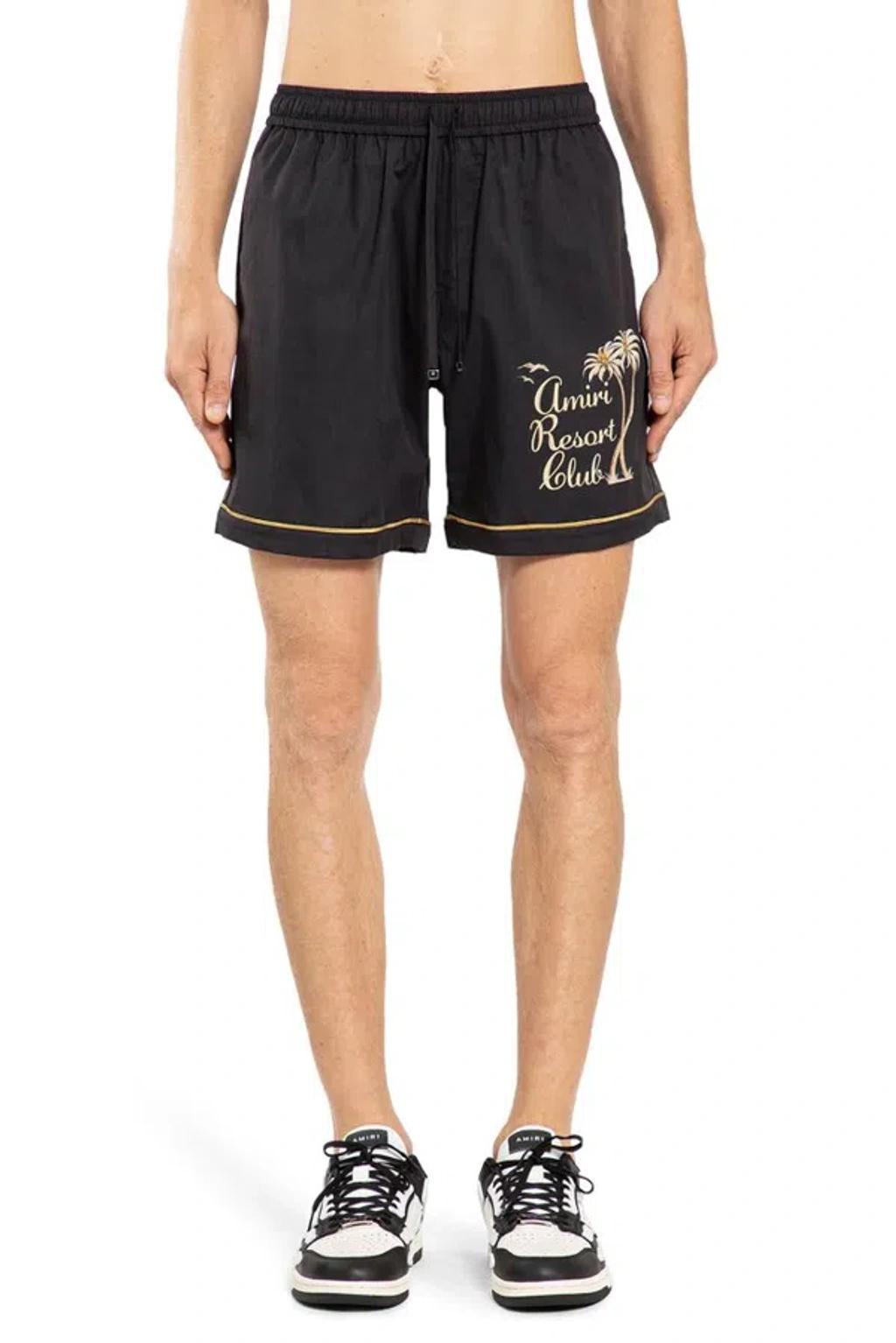 Logo Printed Drawstring Shorts In Black Product Image