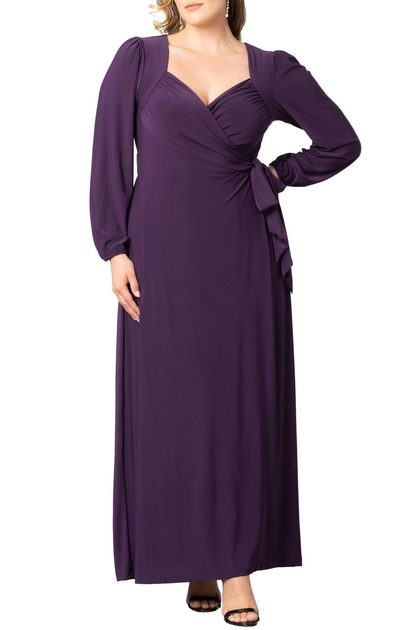 Womens Plus Size Modern Muse Long Sleeve Wrap Gown Product Image