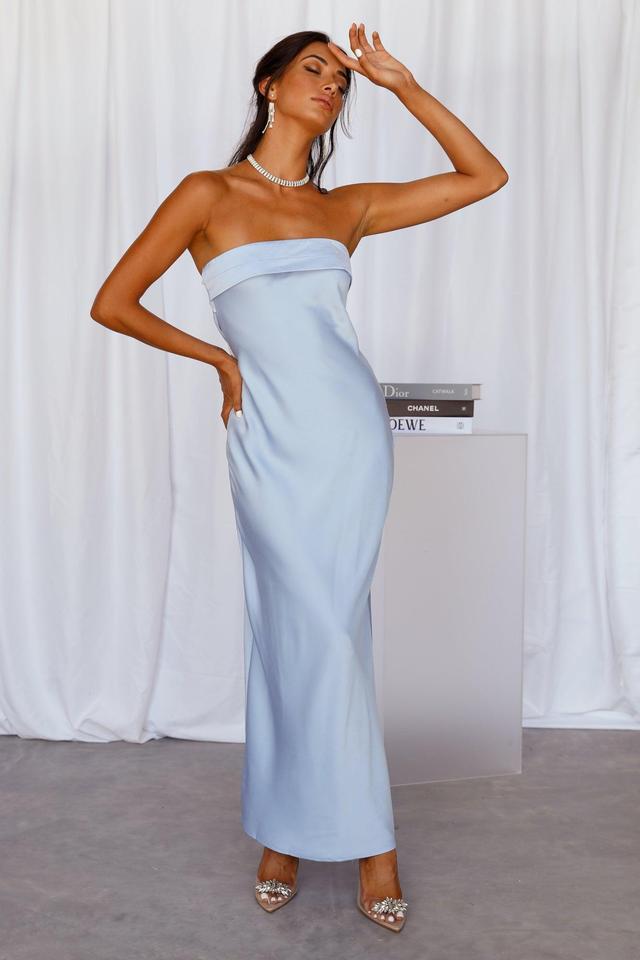 Coolness Calling Satin Maxi Dress Blue Product Image