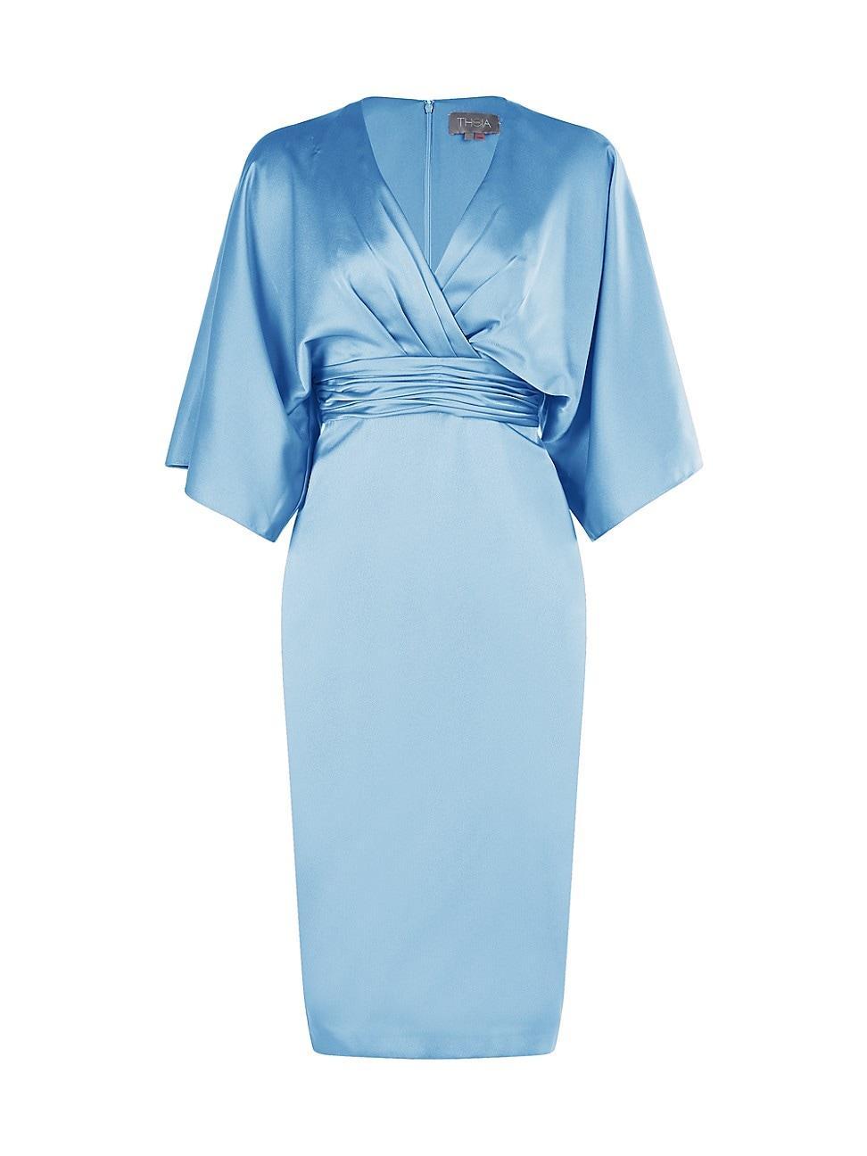 Theia Blouson Sleeve Satin Cocktail Dress Product Image