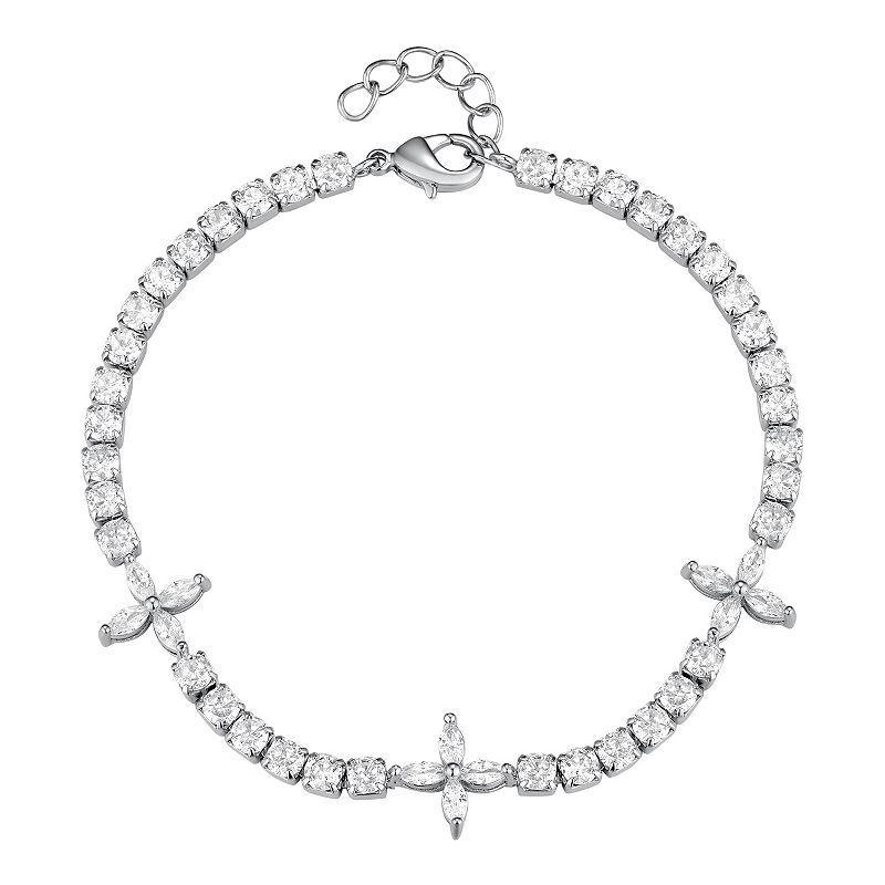 Glam Box Round & Marquis Simulated Diamond Tennis Bracelet, Womens Silver Tone Product Image