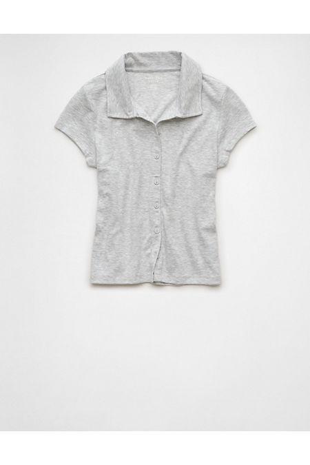 AE Collared Button-Up T-Shirt Womens Product Image