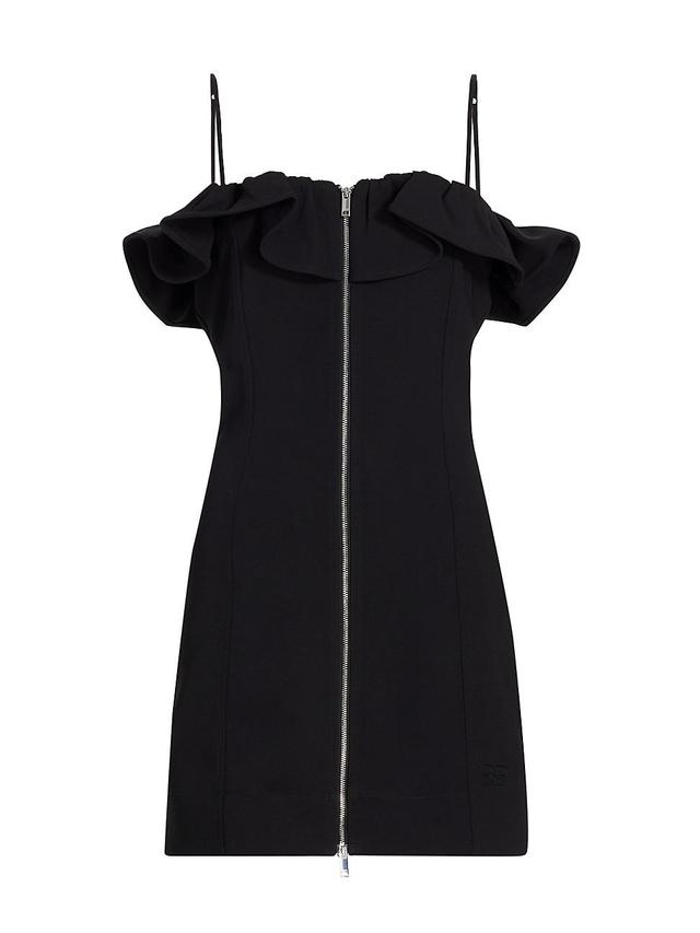 Womens Crepe Flounce Zip Minidress Product Image