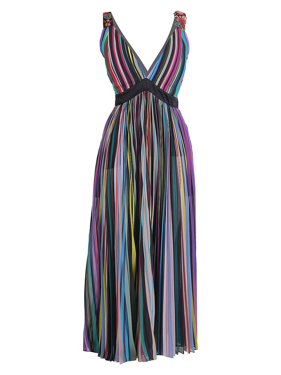 Womens Rainbow Pleated Maxi Dress Product Image