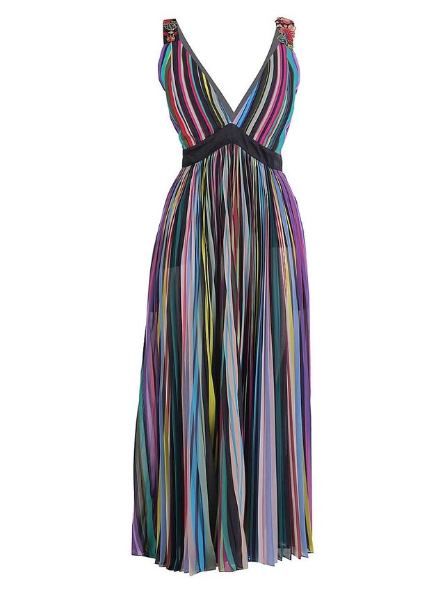 Womens Rainbow Pleated Maxi Dress Product Image