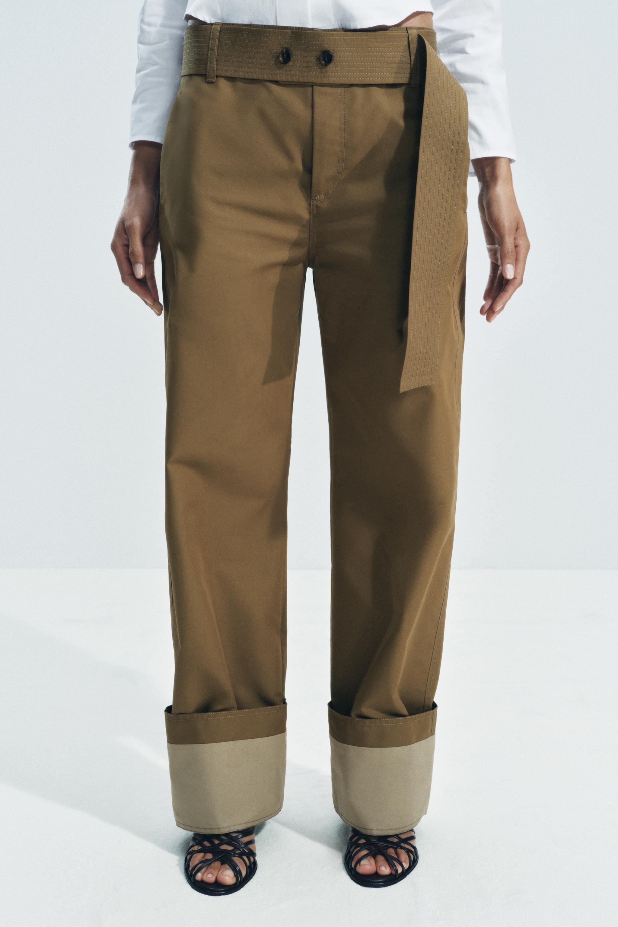 BELTED TWILL PANTS ZW COLLECTION Product Image