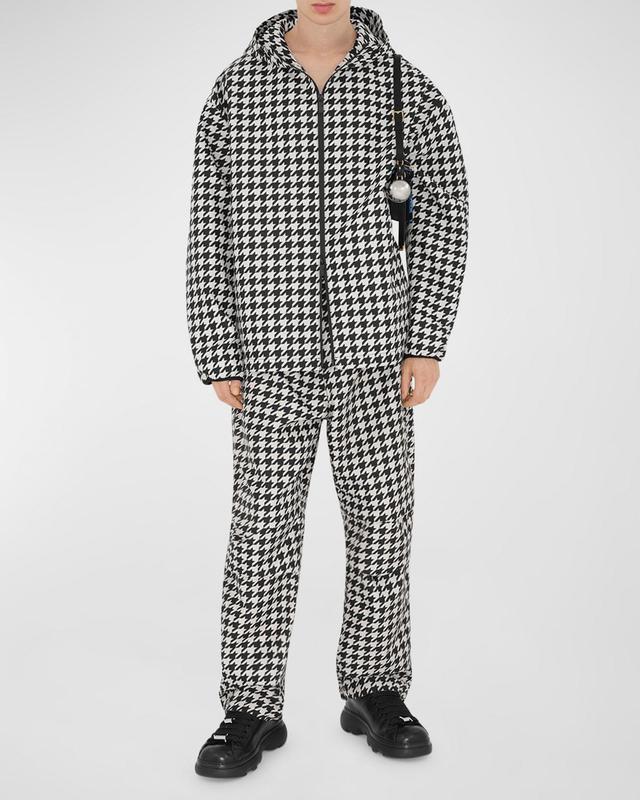 Mens Houndstooth Elastic-Waist Pants Product Image